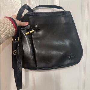 Longchamp Black Leather Shoulder Bag